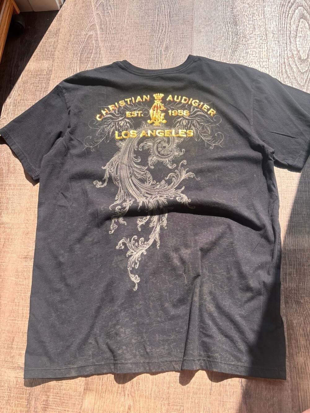 Christian Audigier Los Angeles Est 1958 Black Graphic T-Shirt